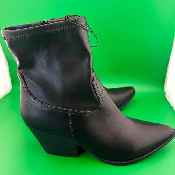 NWOT INDIGO BLACK WESTERN ANKLE WOMEN'S BOOT, INNER ZIP & STACKED HEEL 10 M - Picture 5 of 13